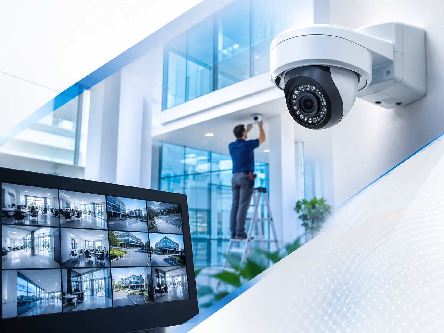 Sistema de videovigilancia instalado en una empresa.